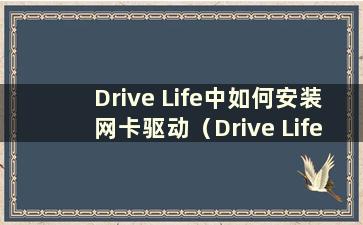 Drive Life中如何安装网卡驱动（Drive Life网卡版如何使用）